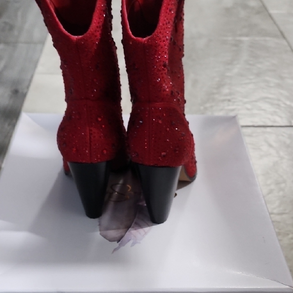 Jessica Simpson Red Embellished Women's Boots Size 6.5 - Picture 3 of 8